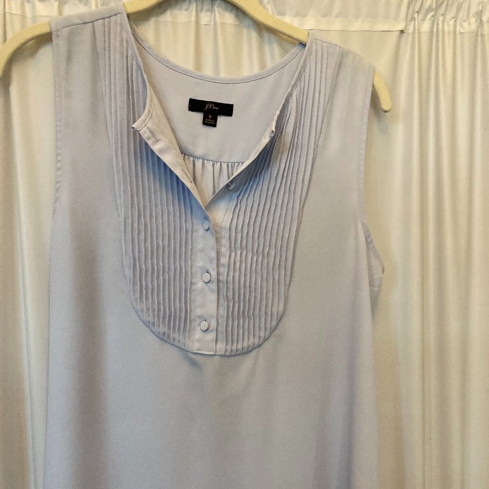 J. Crew blue tuxedo sleeveless shirt, Small, NWOT